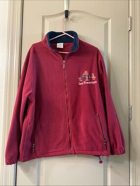 San Francisco Embroidered Fleece Jacket - Red